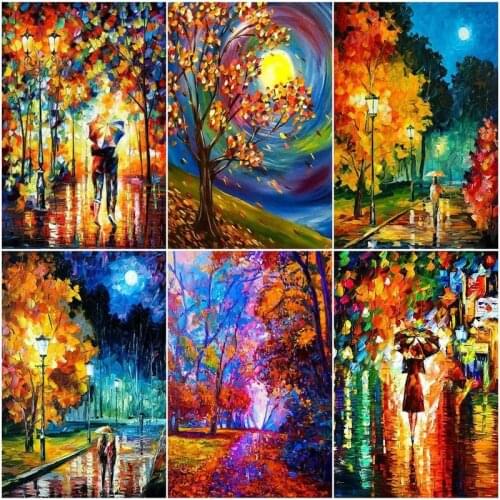 GATYZTORY Diy Painting By Numbers Abstract Street Scene Handpainted Kits Landscape Drawing On Canvas Kits For Adult Home Decor