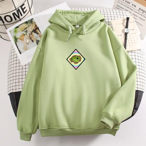 Frog Graphic Hoodie Animal Print Pullover Long Sleeve Harajuku Sweatshirt Plus Size Warm Hoodies for Women Basic Kpop Clothes