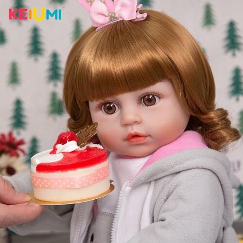 KEIUMI 19Inch Reborn Doll Baby Kid Full Silicone Body Gold Hair Rabbit Suit Clothes For Childrens Day 2021 Birthday