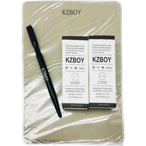 10PCS No Ink Required Microblading Practice Pad with 2 Boxes of Microblades and 1 Microblading pen for Microblading Beginner