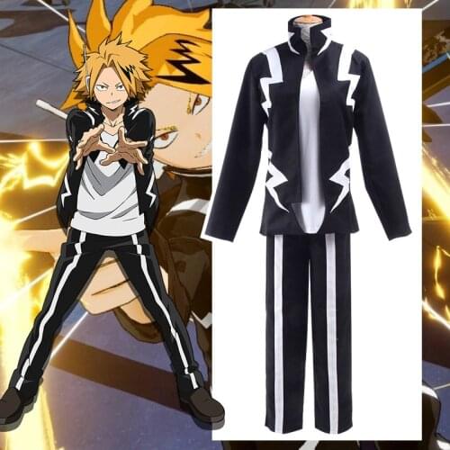 Cosplay Anime Costume My Hero Academia Cos Kaminari Denki Performance Costume Stage Three-piece T-shirt + Pants + Jacket