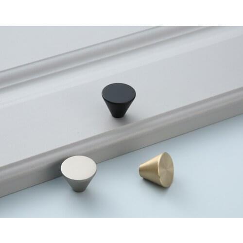 Brass Furniture Classic Handles Button Creation Gold Drawer Cabinet Door Cupboard Wardrobe Black Cone Shape Dresser Pulls Knobs