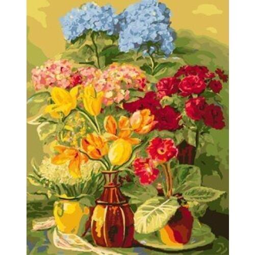 MaHuaf-W240 colorful flowers DIY oil painting by numbers Hand Painted Framed Acrylic Picture coloring by numbers on canvas