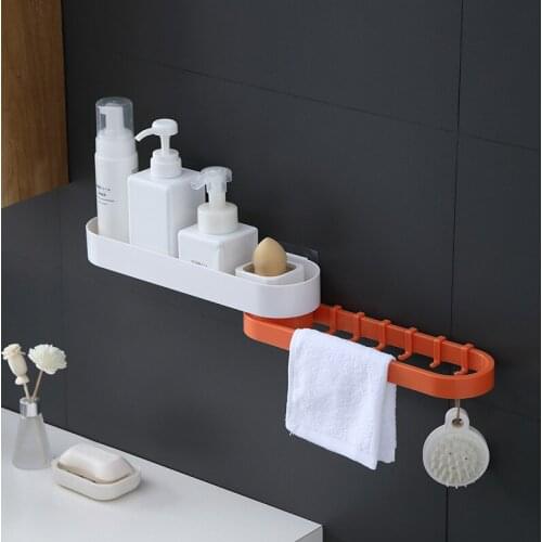 Multifunctional Rotating Shelf Quick Drain Nail-Free And Punch-Free Kitchen Storage Toilet Storage Racks Bathroom Accessories