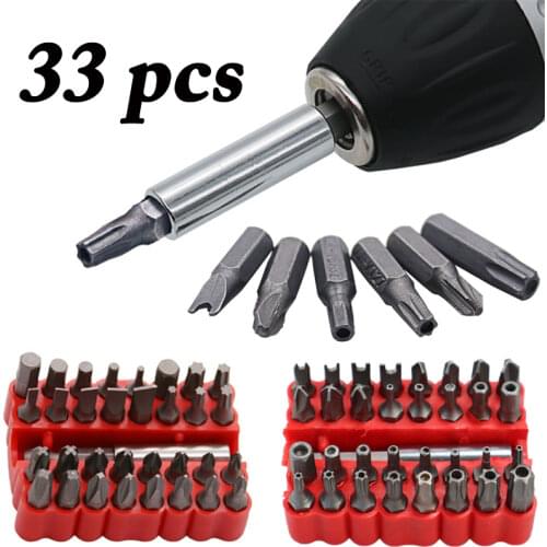 33pcs Security Bit Set with Magnetic Extension Bit Holder Tamper Star Screwdriver Bits Set Quick Release Bit Holder