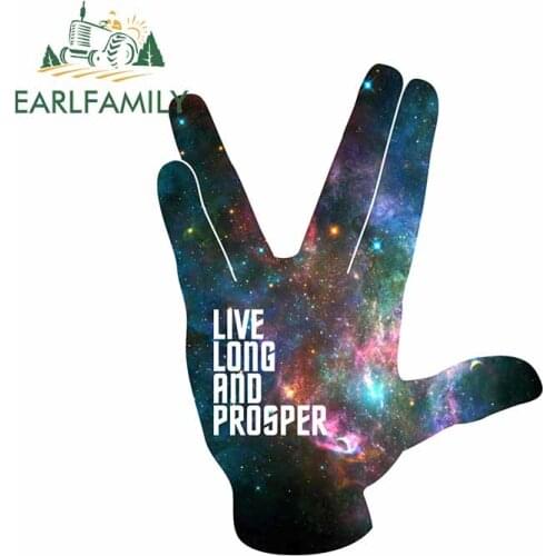 EARLFAMILY 13cm x 10.2cm for Live Long and Prosper Star Trek Auto Decal Bumper Window Car Stickers Vinyl Camper JDM Decoration