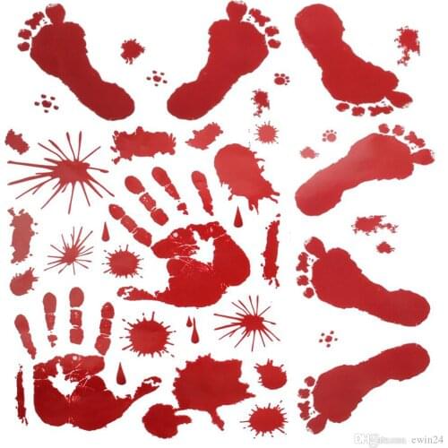 Halloween Tattoo Sticker Terror Blood Hand DIY Wall Stickers Halloween Living Room Decoration Party Supplies for Adults