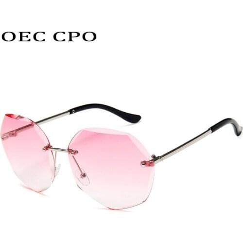OEC CPO Rimless Sunglasses Women Flower Shaped Metal Leg Personality Sunglasses Female Fashion Gradient Sunglass O150