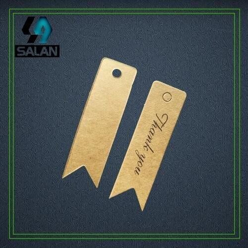Wholesale stock thank you brown kraft paper printed tags bookmarks for clothing paper gift tags custom hang tags cardboard label