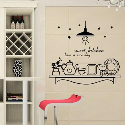 Movable Sweet Kitchen Coffee stickers vinyl wall decals Art Mural Decoration Kitchen Cafe wallpaper F-121