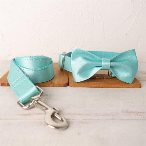 Dog Collar Personalized Luxury Glossy Bowtie Dog Collar and Leash Set Adjustable Custom Collars For Medium Large Dogs Engraved