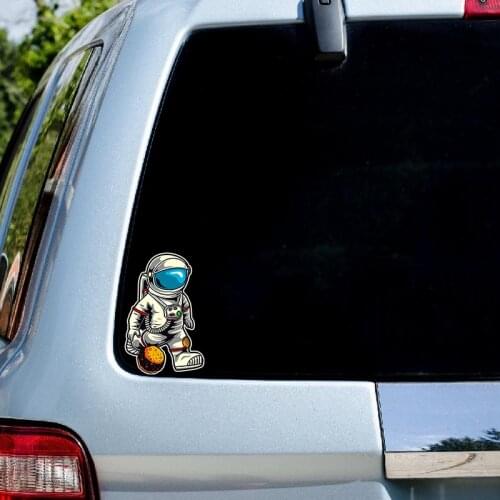 RuleMylife Super Cool Astronaut Play Football Car Stickers Cartoon Waterproof Vinyl Funny Wallpaper Decors for Teens Room