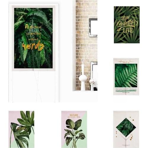Nordic Garden Green Plant Door Curtain Living Room Half Panel Curtain Shower Partition Curtain Home Decoration Blackout Curtain