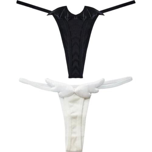 G-string Thongs Women Sexy Panties Underwear Women Kawaii Bikini Lingerie Low Waist Cotton Anime Cosplay Angel Devil Wings