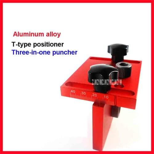 T-type Woodworking Puncher Locator Three-in-one Locator /Two-in-one Hole Opener Round Locator Locator Plate Furniture Punch DIY