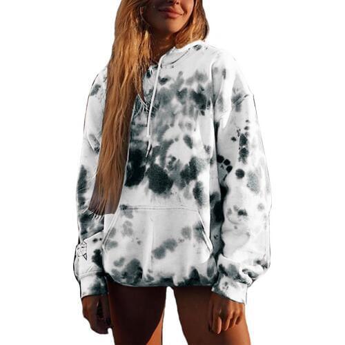 Women Winter Hooded Hoodies Streetwear Dying Tie Printed Hoody Couple Mens Modis Pullover Sweatshirt Oversized Blouse Jackets