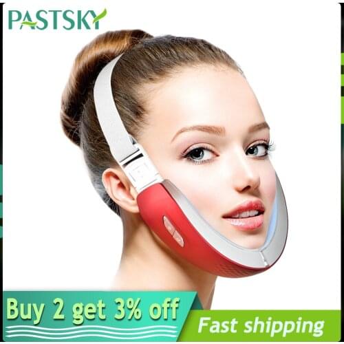 EMS Face Lift Machine Red Blue LED Photon Heating Therapy Face Slimming Vibration Massager V Shape Facial Lifting Device