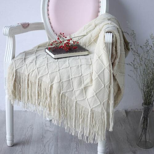 Knitted Tassel Baby Swaddle Blanket Kids Bedspread Outdoor Trip Quilt Newborn Receiving Blanket Comforter