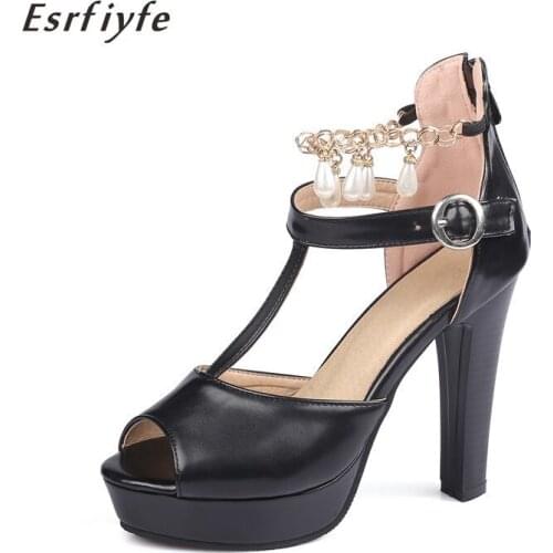 ESRFIYFE 2021 New Summer Women Sandals Nightclub Fashion Bride Shoes Super High Heels Sandals Pu Leather Platform Shoes Woman