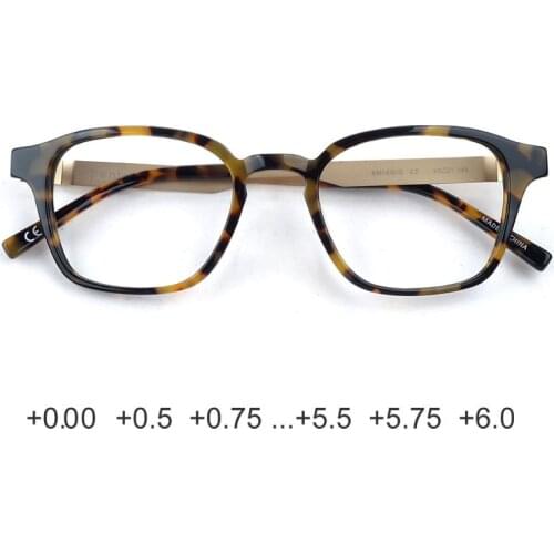 Women Rectangular Anti-reflective Reading Glasses Acetate Havana Korea Brand