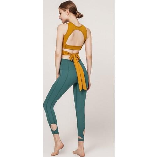 Beauty Back Sport Set Women Bandage Sports Bra And Ballet Style Seamless Leggings Yoga Set Solid Gym Set Women Fitness Clothing