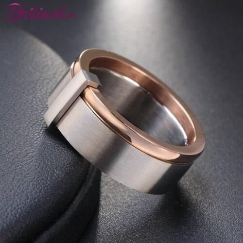 Beiliwol Rose Gold Color Rings for Women 316L Stainless Steel Geometry Silver Color Fine Jewelry Party Female Gift Anniversary