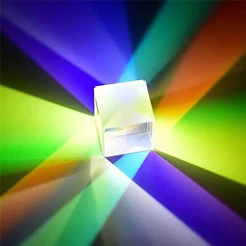 1Pcs 7*7*7cm Cube Prism Stained Glass Beam Splitting Prism Optical Experiment Instrument
