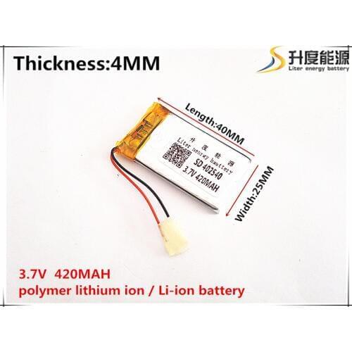 1pcs [SD] 3.7V,420mAH,[402540] Polymer lithium ion / Li-ion battery for TOY,POWER BANK,GPS,mp3,mp4,cell phone,speaker