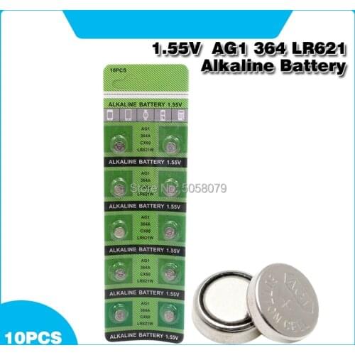 10pcs/pack AG1 LR621 SR621 164 Button Batteries LR621W CX60 364A Cell Coin Alkaline Battery 1.55V TR621SW For Watch Toys Remote