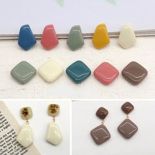 Sweet and Lovely Morandi Color Straight Hole Irregular Shape Diamond Pendant DIY Spring and Summer Ear Stud Material 10 pcs