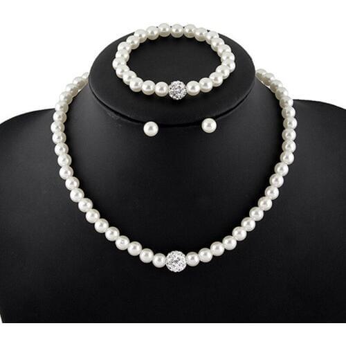 2021 New Classic Simulated Pearl Jewelry Sets Fashion Wedding Engagement Jewelry Necklace/Earrings/bracelet Sets For Women Gifts