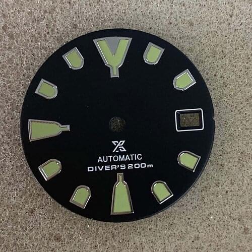 28.5mm Watch Dial C3 Green Luminous Single Calendar Dial for NH35 Movement SKX007/009 SBBN033/SBDX017 Modified Accessories