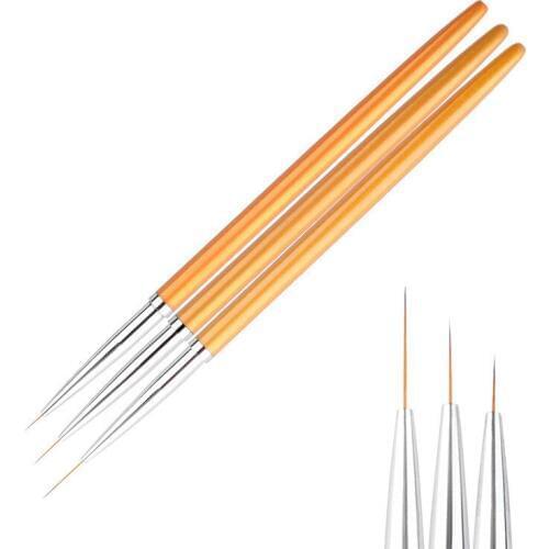 3Pcs/set Metal Gold Nail Art Lines Painting Pen Brush High Quality UV Gel Polish Tips 3D Design Manicure Drawing Tools Kit 3size