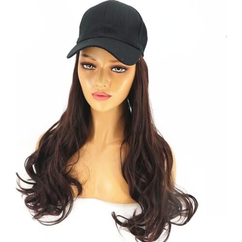 8 Colors Adjustable Women Hats Wavy Hair Extensions with Black Cap All-in-one Female Baseball Cap Hat