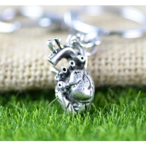 Anatomical Keychain Hunman Health Heart Pendant Anahtarlik Punk Metal KeyRing Jewelry