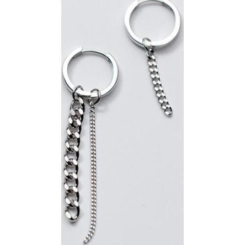 Asymmetry Earrings Authentic Real 100% 925 Sterling Silver fine Jewelry Braid Chain Tassel Earrings (one longer,shorter GTLE2373