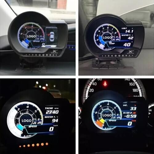 LUFI XF OBD2 Plug digital Turbo boost oil pressure temperature gauge for car Afr RPM Fuel Speed EXT Oil Meter English Version