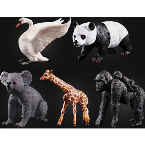 Kids Children Mini Simulation Plastic Wildlife Animals Panda Giraffe Orangutan Koala Swan Models Educational Toys