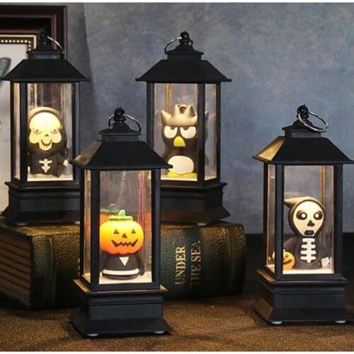 Halloween Pumpkin Lantern LED Glowing Lantern Halloween Decoration Props Creative Holiday Party Haunted House LED Oil Lamp Props