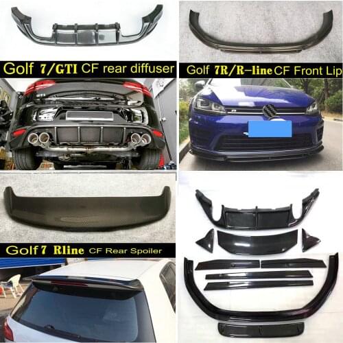 GT / RevoZport Carbon Fiber front lip CF rear wing lip spoiler Side Skirts diffuser for V W Golf 7 GT I Rline R bodykit bumpers