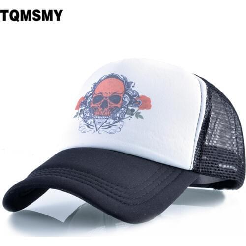 TQMSMY Printing Skull and Rose Cap Women Visor Baseball Caps Hats Men Mesh Snapback Hat Adjustable Caps bone masculino TMBS153