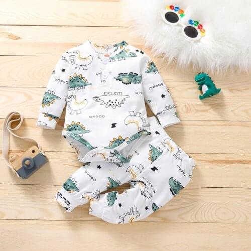 Baby Outfits Solid Sets Infant Toddler Newborn Boys Autumn Winter Baby Boy Long Sleeve Romper Pants 0-24M