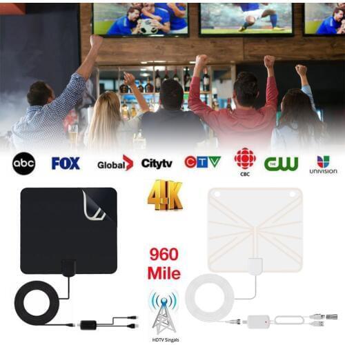 Indoor TV Antenna HDTV Receiving Antenna ATSC TV Antenna 960 Mile 4K 1080P Digital Satellite Receiver For VHF UHF DVB-T2