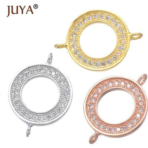 Supplies For Jewelry Wholesale 10pcs lot handmade hollow round zircon loop accessory connectors for diy jewelry making findings