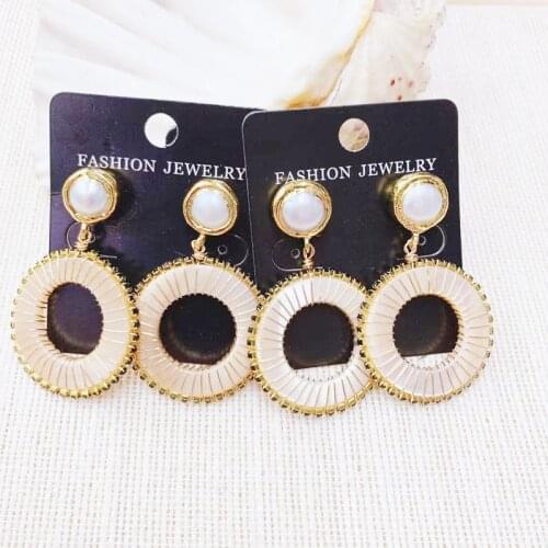 Fashionable Natural Shell Earrings For Women Crystal Gold Wire Wound Ring Dangle Earring Jewelry Brinco 3Pairs Earring Wholesale
