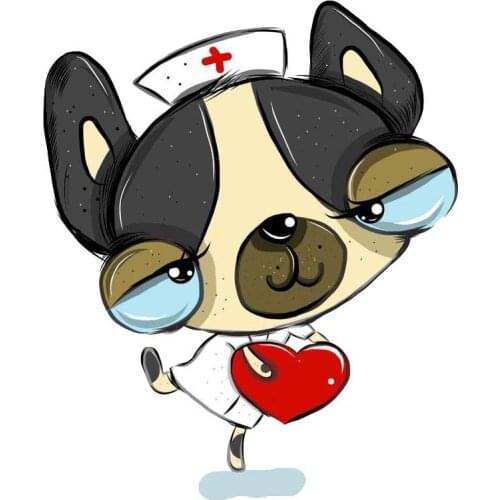 Lovely Car Sticker Cartoon Nurse Dog Accessories Cover Scratch Decal PVC for Motorcycle Seat Toyota Volkswagen,15cm*12cm