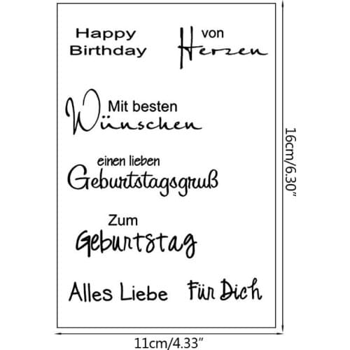 2021 New German Words DIY Silicone Clear Stamp Cling Seal Scrapbook Embossing Album Decor