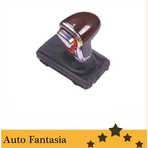 Walnut wood gear shifter knob & grey gaitor for Audi a4 b8