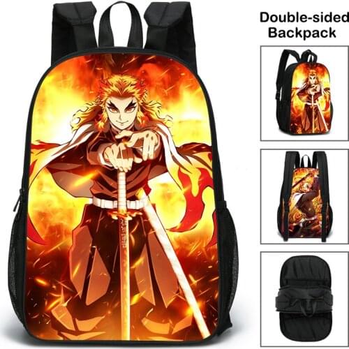 Anime Demon Slayer Kimetsuno Yaiba Backpack Double Sided Print Women Men Backpack Children Student School Bags Knapsack