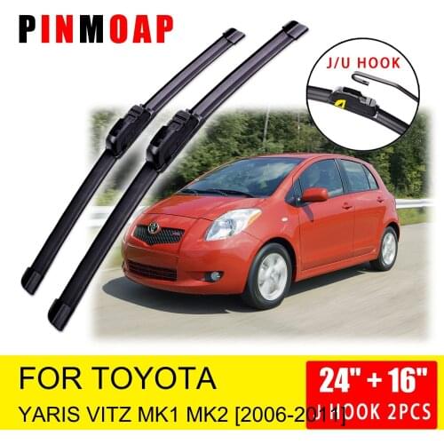 For Toyota Yaris Vitz MK1 MK2 2006 2007 2008 2009 2010 2011 Front Wiper Blades Brushes Cutter Accessories U J Hook